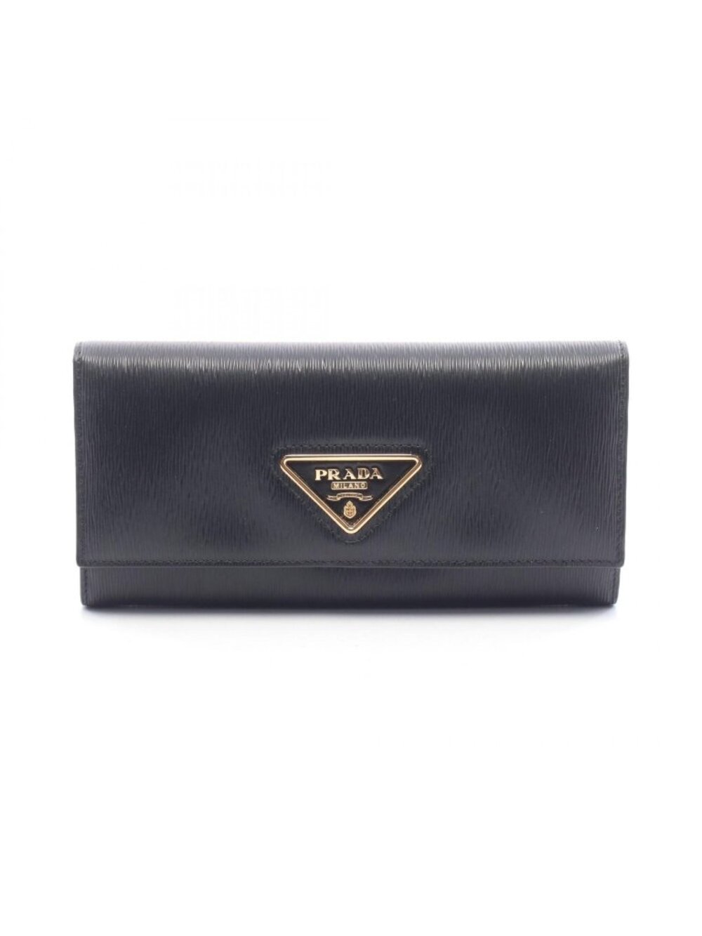 Prada Bifold Wallet Vitello Move Black Leather Triangle Logo Zip